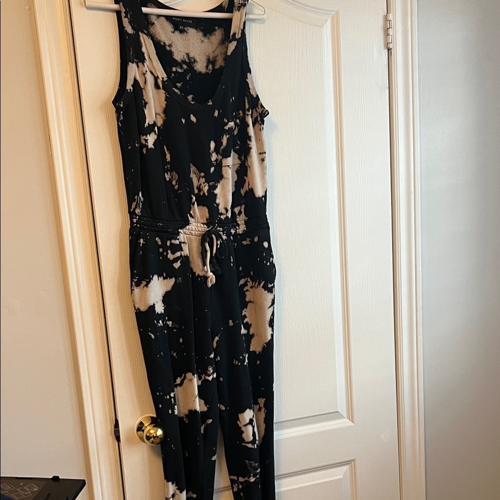 Chic Black and Tan Tie-Dye Jumpsuit & leopard jumpsuit bundle